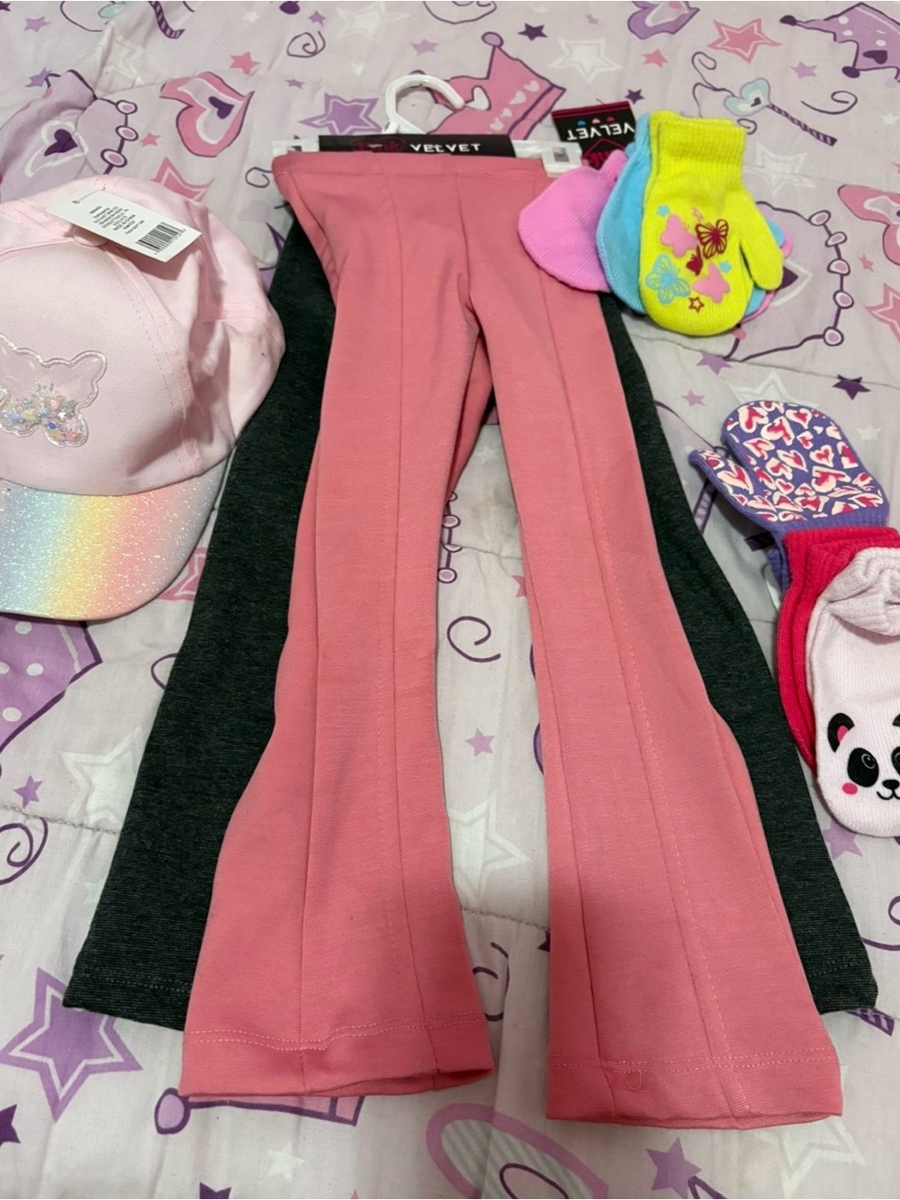 Velvet Pink Girls' Flared Leggings